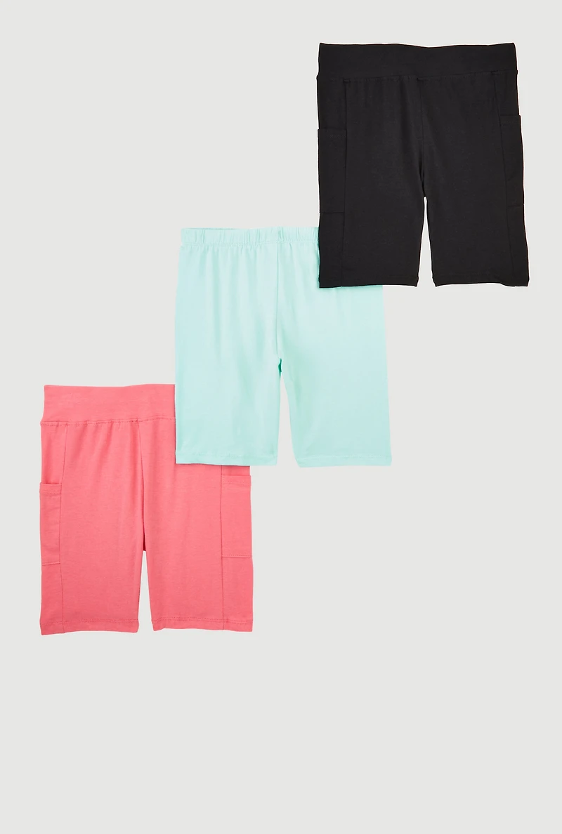 Girls Biker Shorts 3 Pack, Multi,