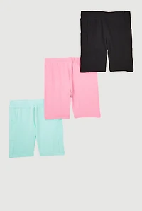Girls Solid Biker Shorts 3 Pack, Multi, Size 7-8
