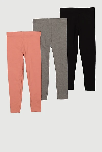 Girls Assorted Leggings 3 Pack, Multi, Size 5-6