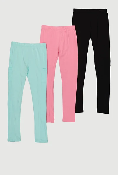 Girls Solid Leggings 3 Pack