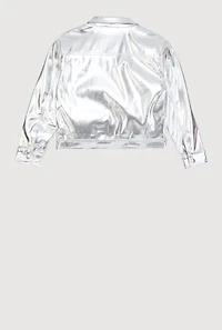 Girls Faux Leather Zip Front Jacket