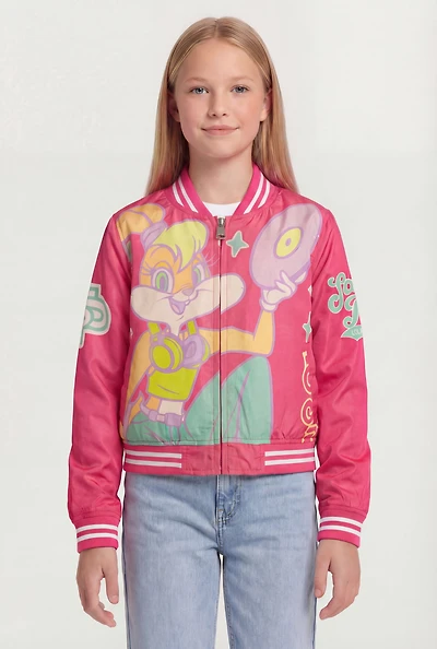 Girls Lola Bunny Graphic Zip Front Varsity Jacket