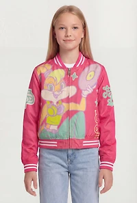 Girls Lola Bunny Graphic Zip Front Varsity Jacket