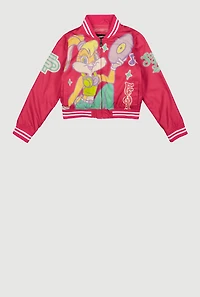 Girls Lola Bunny Graphic Zip Front Varsity Jacket