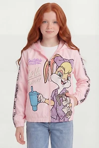 Girls Southpole Lola Bunny Graphic Varsity Stripe Windbreaker