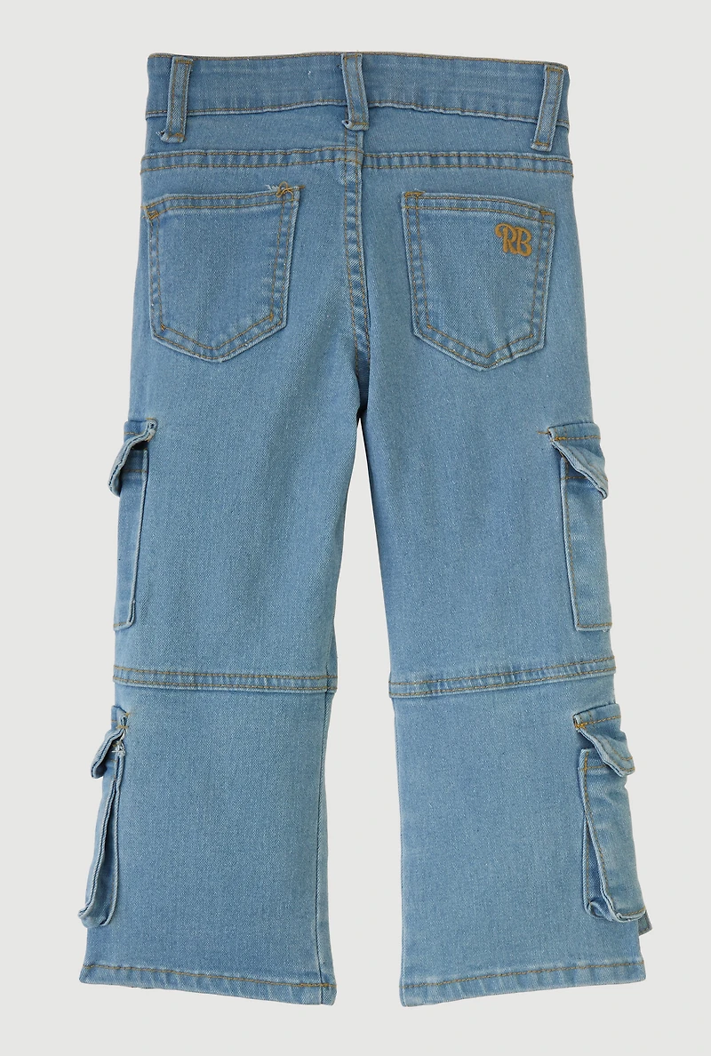 Little Girls Straight Leg Cherry Charm Detail Jeans