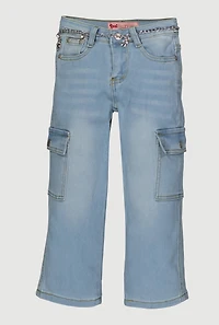 Little Girls Cargo Jeans with Bear Chain Belt