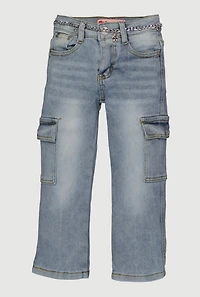 Little Girls Cargo Jeans with Bear Chain Belt