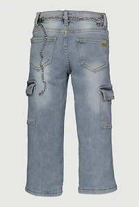 Little Girls Cargo Jeans with Bear Chain Belt
