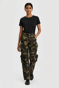 Girls VIP Camo Straight Leg Utility Pants, Green,