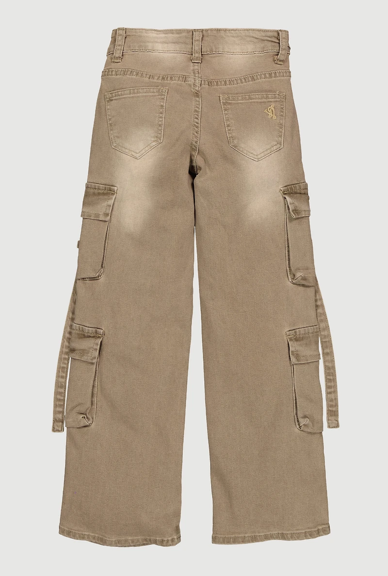 Girls VIP Mineral Wash Straight Leg Utility Jeans