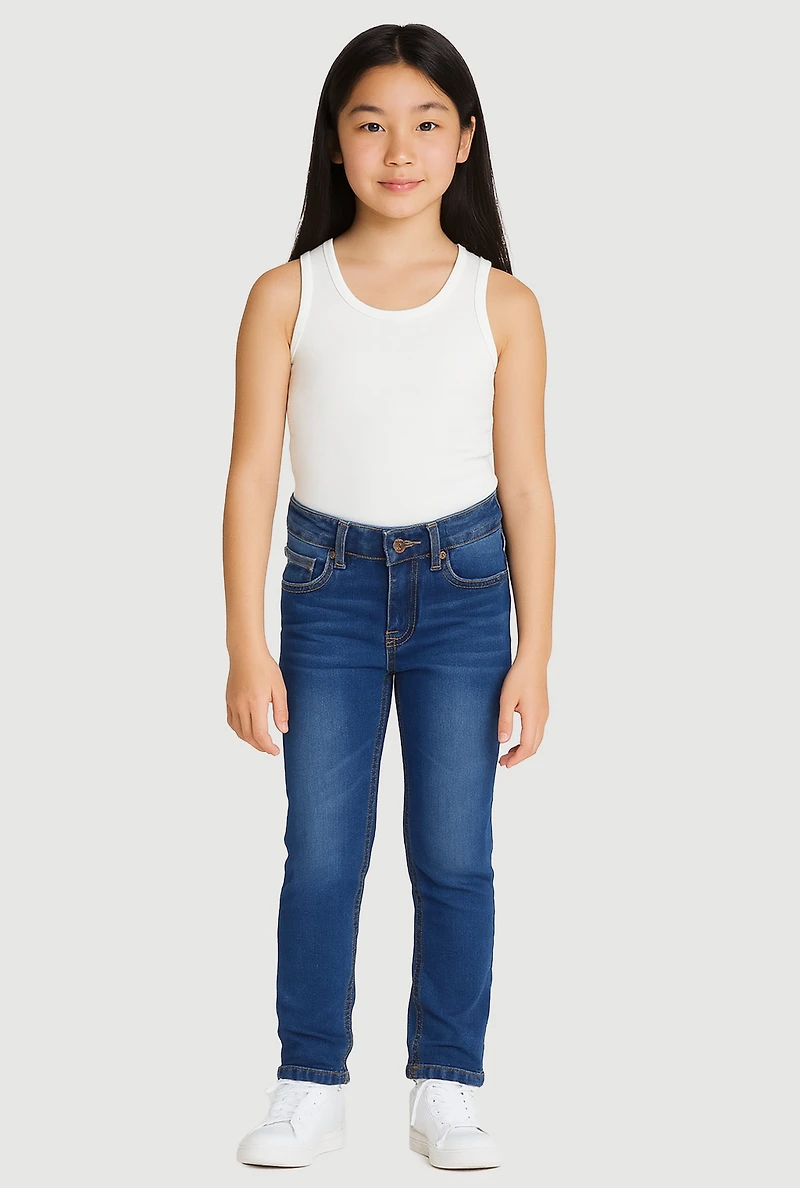 Girls Crease Detail Skinny Jeans