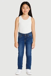 Girls Crease Detail Skinny Jeans