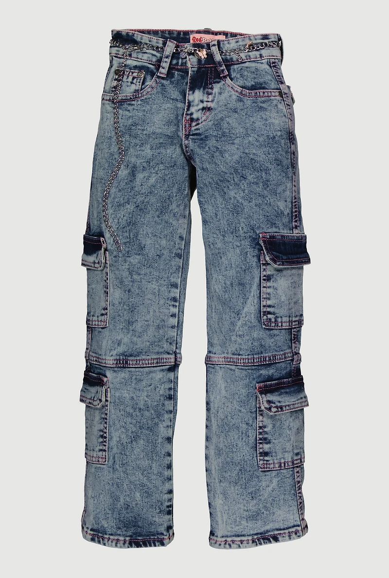 Girls Utility Jeans with Butterfly Chain Belt