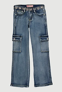 Girls Cargo Jeans with Heart Chain Belt