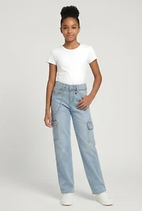 Girls Cargo Jeans with Bear Charm Chain Belt