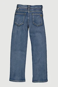 Girls Straight Leg Jeans with Bear Charm Chain Belt