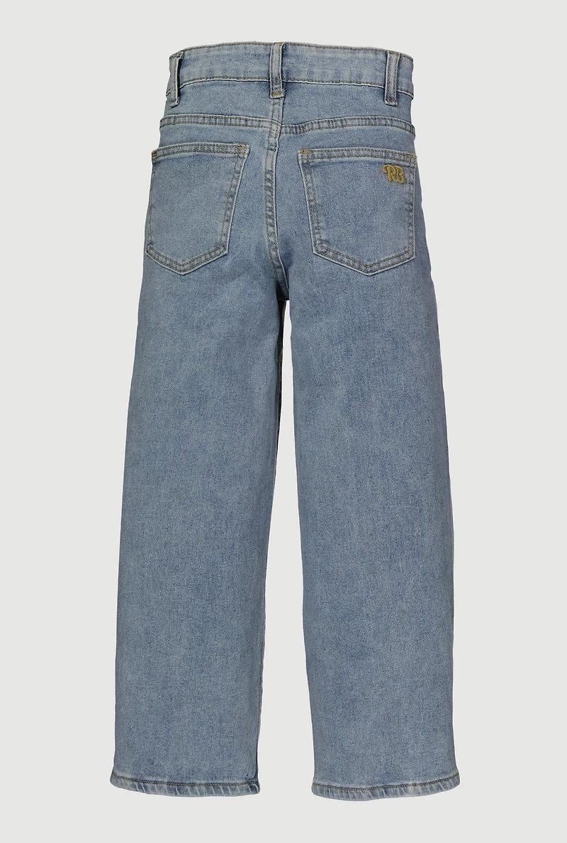 Girls Star Graphic Decorative Stitch Jeans