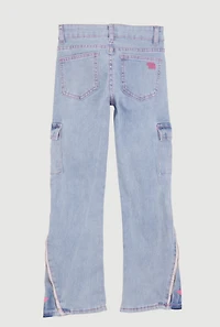 Girls Star Side Zip Flare Leg Cargo Jeans