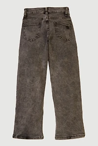 Girls Mineral Wash Bow Detail Straight Leg Jeans