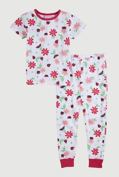 Little Girls Graphic Print Pajama Tee and Pants,