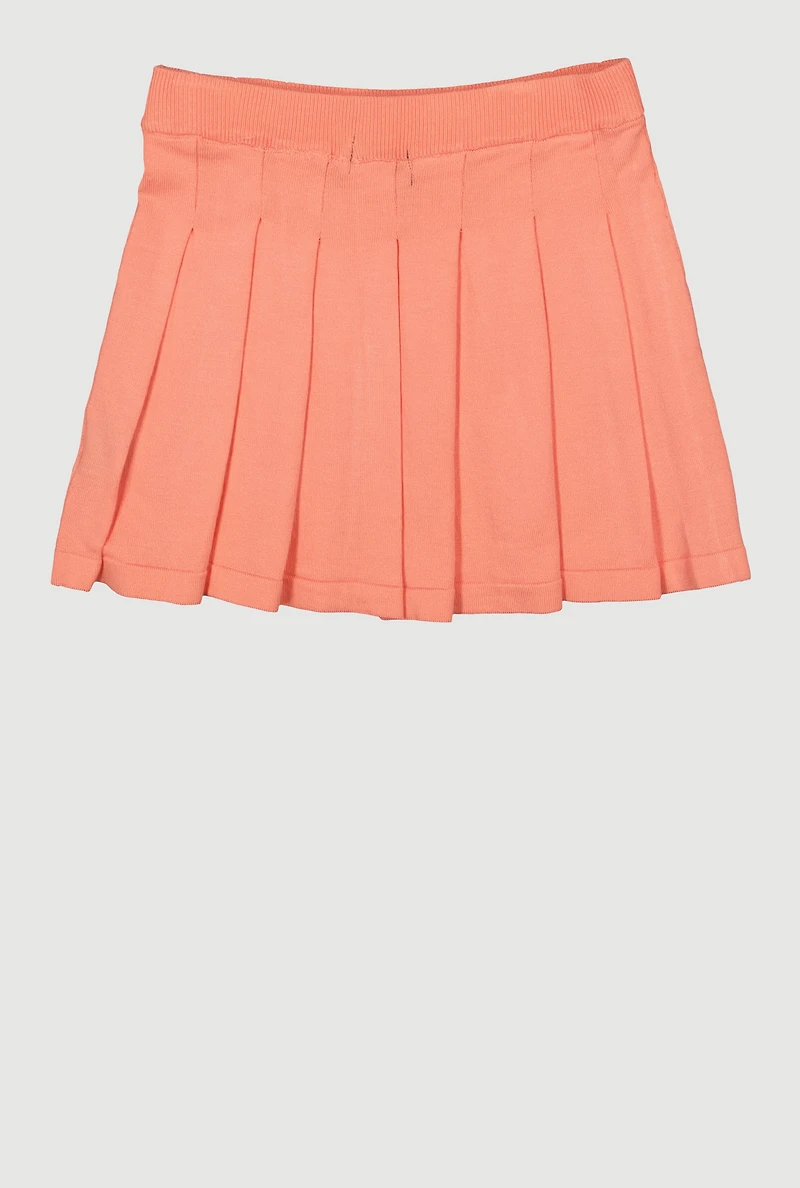 Girls Solid Pleated Skirt
