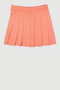 Girls Solid Pleated Skirt
