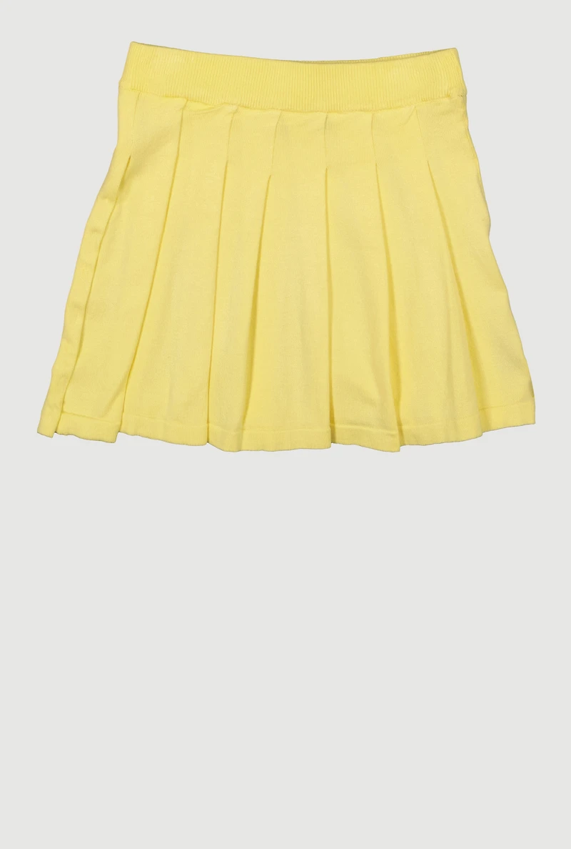 Girls Solid Pleated Skirt
