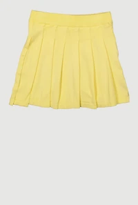 Girls Solid Pleated Skirt