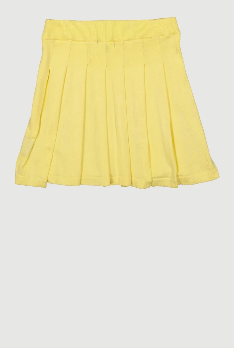 Girls Solid Pleated Skirt