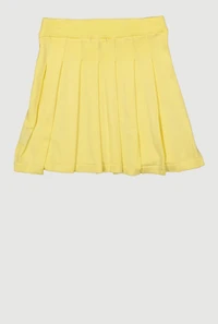 Girls Solid Pleated Skirt