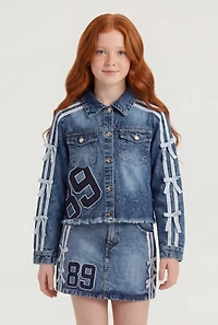 Girls 89 Acid Wash Denim Jacket