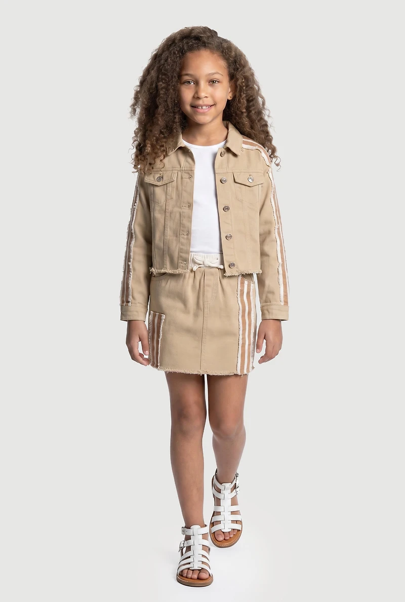 Girls Twill Asymmetrical Varsity Stripe Skort