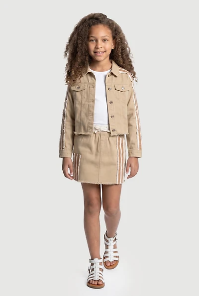 Girls Twill Asymmetrical Varsity Stripe Skort