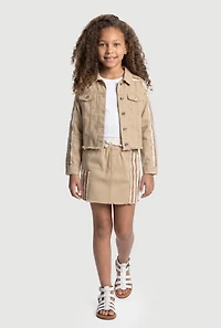 Girls Twill Asymmetrical Varsity Stripe Skort