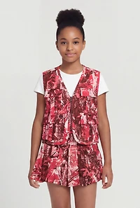 Girls Hunter Camo Zip Front Cargo Vest