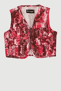 Girls Hunter Camo Zip Front Cargo Vest