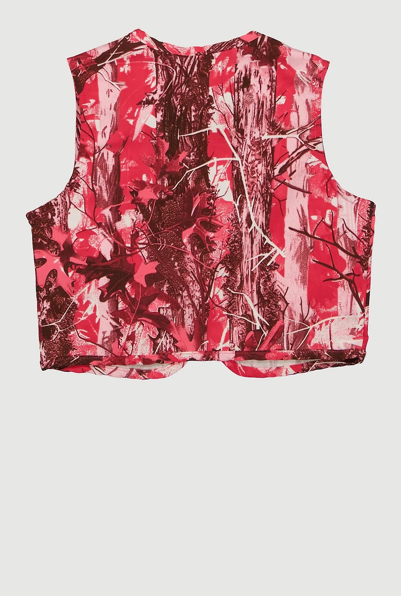 Girls Hunter Camo Zip Front Cargo Vest