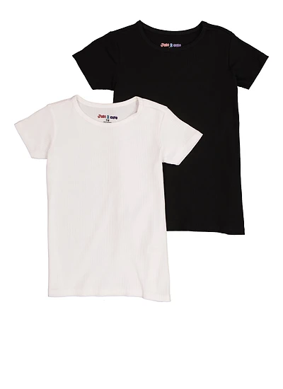 Girls Ribbed Knit Tees 2 Pack
