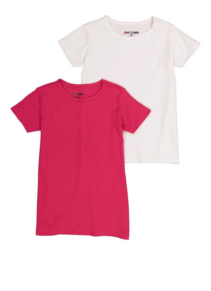 Girls Ribbed Knit Tees 2 Pack