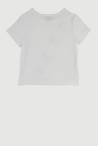 Little Girls Ribbed Knit Bow Detail Blouse