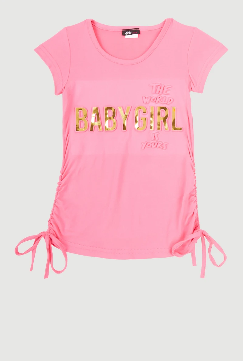 Little Girls Baby Girl 3D Foil Graphic Tee, Pink, Size 4