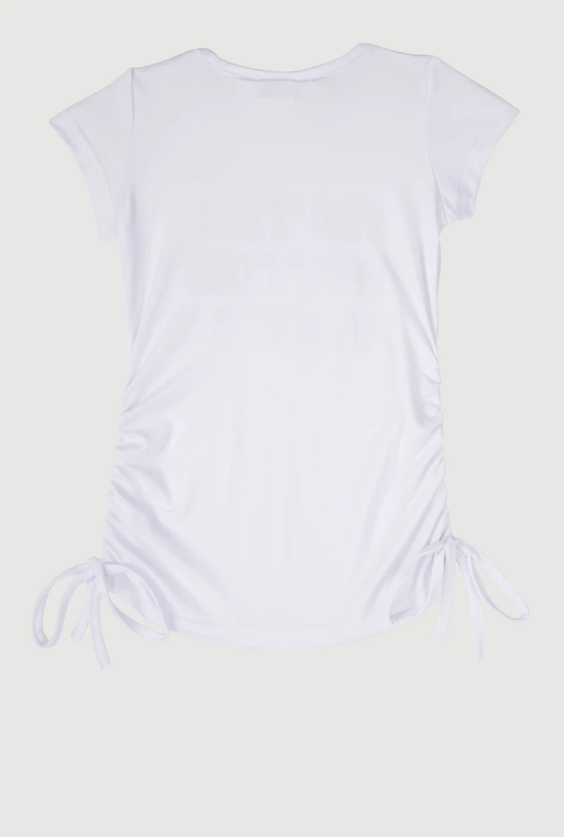 Little Girls 3D Foil A Little Bit Dramatic Graphic Tee, White, Size 4