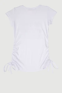 Little Girls 3D Foil A Little Bit Dramatic Graphic Tee, White, Size 4