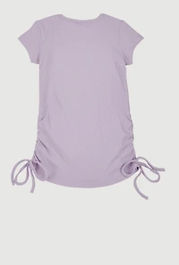 Little Girls 3D Rhinestone Queen Squad Graphic Top, Purple, Size 4