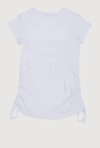 Little Girls 3D Rhinestone Graphic Top, White, Size 6X