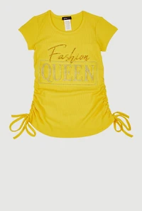 Little Girls 3D Fashion Queen Rhinestone Graphic Top