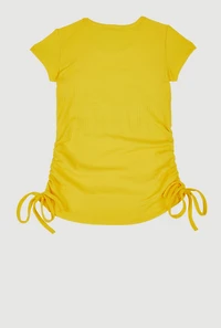 Little Girls 3D Fashion Queen Rhinestone Graphic Top, Yellow, Size 6X
