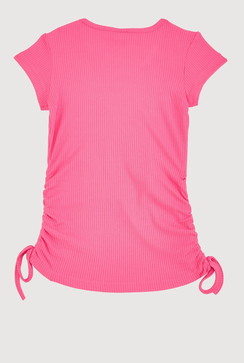 Little Girls 3D Fashion Queen Rhinestone Graphic Top,