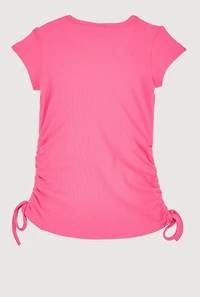 Little Girls 3D Fashion Queen Rhinestone Graphic Top,